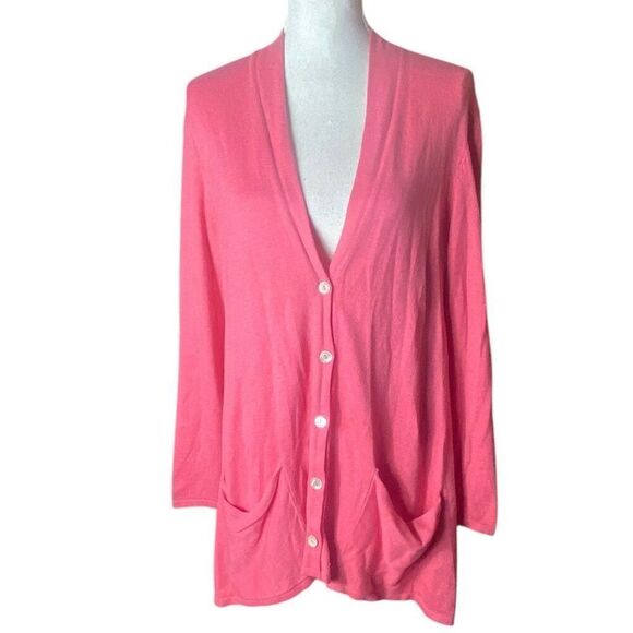 J. Jill Sweaters - J.Jill Womens Pink V-Neck Button Front Cardigan Sweater Small